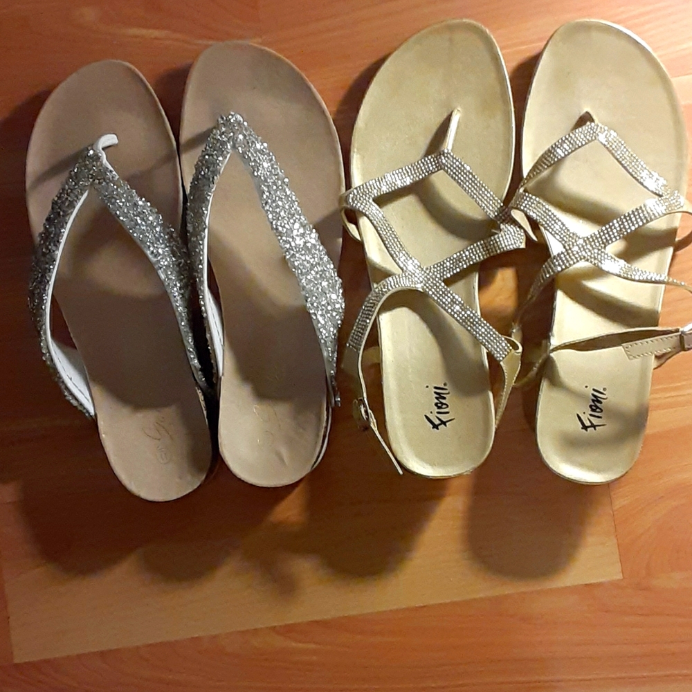 2 pairs of size 11 Gold Sandals